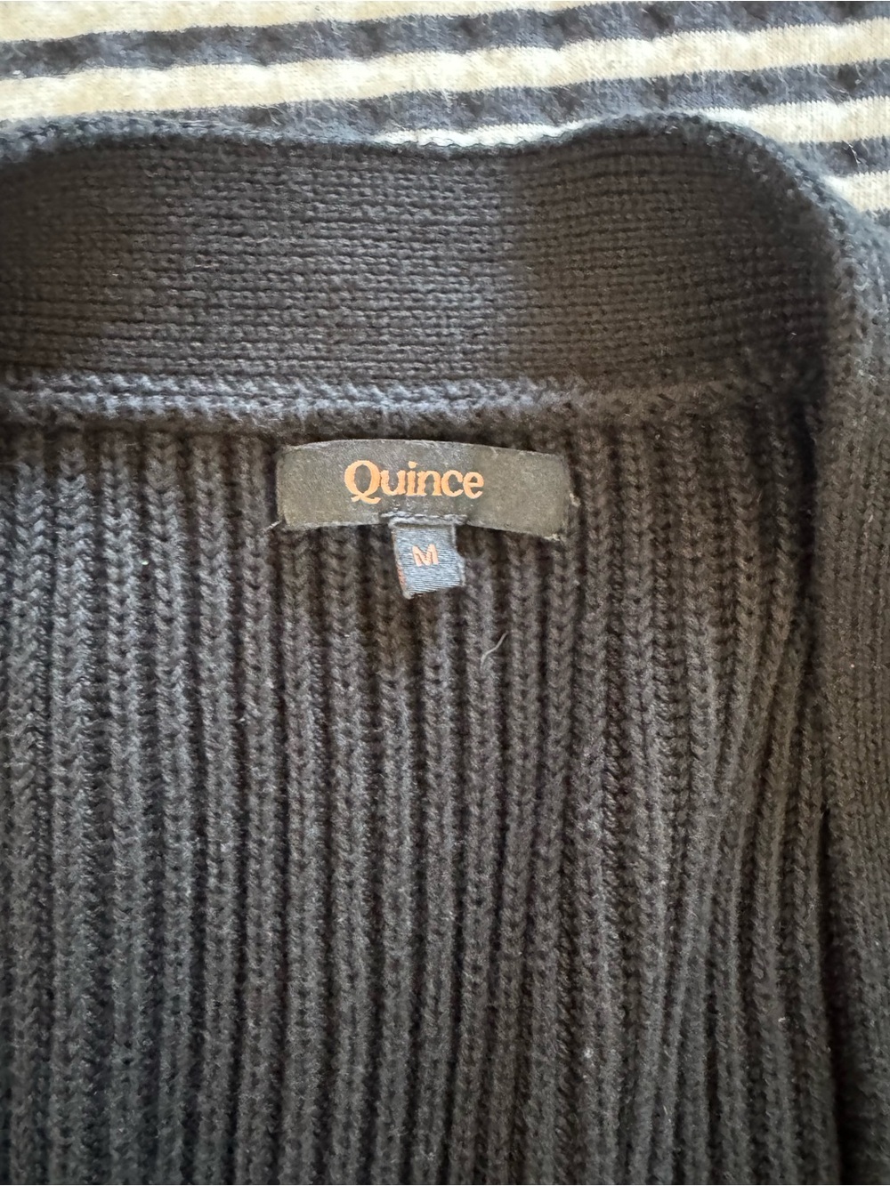 Quince 100% cotton Black Ribbed Open-Front Women’s Sweater Cardigan - Picture 5 of 6